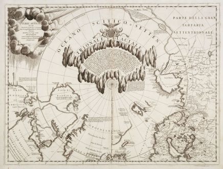 Antique Maps, Coronelli, North Pole, 1691: Terre Artiche.