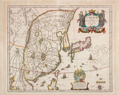 Antique Maps, Blaeu, China, 1634: China Veteribus Sinarum Regio nunc Incolis Tame dicta