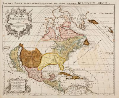 Antique Maps, Jaillot, America Continent, 1694 (1729): Amerique Septentrionale Divisee en Ses Principales Parties [and] L'Amerique Meridionale Divisee en Ses Principales Parties.