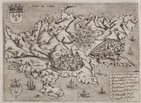 Antique Maps, Raigniauld, Cyprus, 1629 or 1640: Isle de Cipre