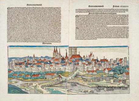 Antike Landkarten, Schedel, Deutschland, Bayern, München, 1493: Monacum