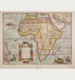 Coloured map of the African continent. Printed in Antwerp by Gillis van den Rade in 1575.