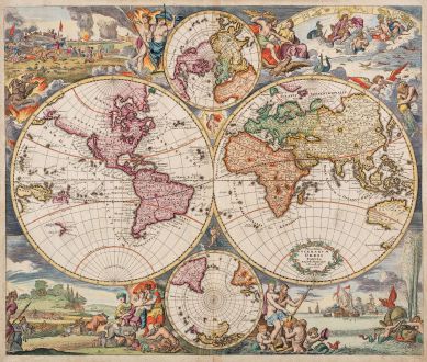 Antique Maps, Danckerts, World Map, 1685: Nova Totius Terrarum Orbis Tabula Amstelodami per I. Danckerts cum Privil.