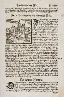 Antique Maps, Münster, Southeast Asia, Myanmar, Bago, 1550: Von Der Statt Und Dem Königreich Pego / Von der Insel Sumatra