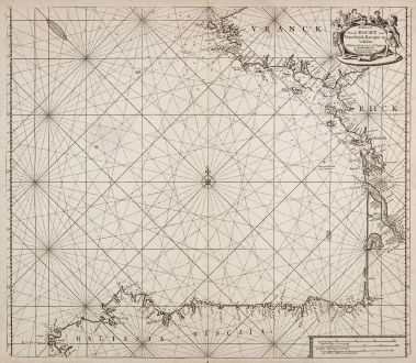 Antike Landkarten, Loots, Atlantik, Biskaya, 1700: Paskaerte van de Bocht van Vranckrijck, Biscajen en Galissen.