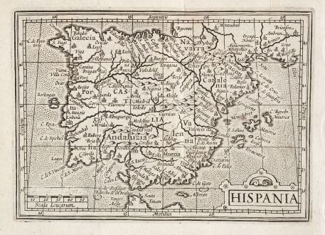 Antique Maps, Bertius, Spain - Portugal, 1635: Hispania