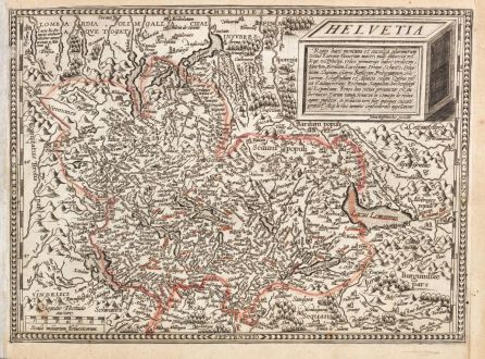 Antike Landkarten, Quad, Schweiz, 1592: Helvetia