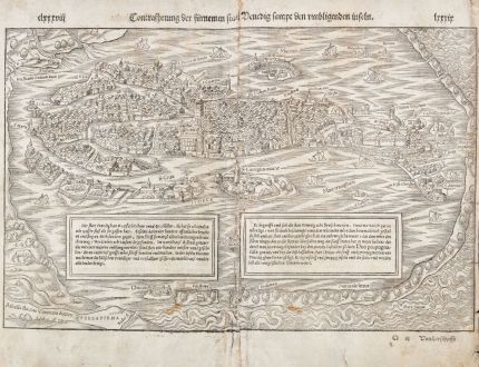 Antique Maps, Münster, Italy, Venice (Venezia), 1550: Contrafhetung der fürnemen Stad Venedig, sampt den umbligenden Inseln.