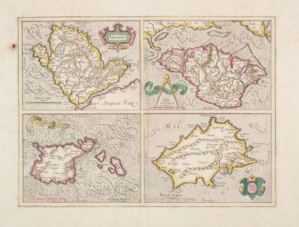 Antique Maps, Mercator, British Isles, Jersey, Wight, Guernsey, Anglesey: Anglesey, Garnesay, Wight olim Vectis, Iarsay