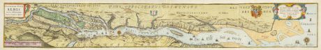 Antike Landkarten, Blaeu, Hamburg, Elblauf, 1628 [ 1640]: Celeberrimi Fluvii Albis nova delineatio. Auctore Christiano Mollero.
