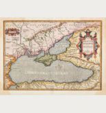 Coloured map of the Crimea, Ukraine, Black Sea. Printed in Antwerp by Jan Baptist Vrients between 1609 and 1612.