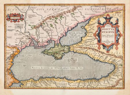 Antique Maps, Ortelius, Russia, Black Sea, Ukraine, Crimea, 1609 or 1612: Pontus Euxinus