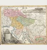Old coloured map of Laibach, Ljubljana, Slovenia, Croatia. Printed in Nuremberg by J. B. Homann circa 1720.