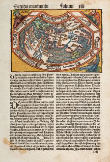 Antike Landkarten, Schedel, Ptolemäische Weltkarte, Februar 1497: [Schedel's World Map - Secunda etas mundi - Folium xiii]