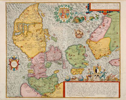 Antike Landkarten, Braun & Hogenberg, Dänemark, 1585 [1588]: Danorum Marca, vel Cimbricum, aut Daniae regnum...