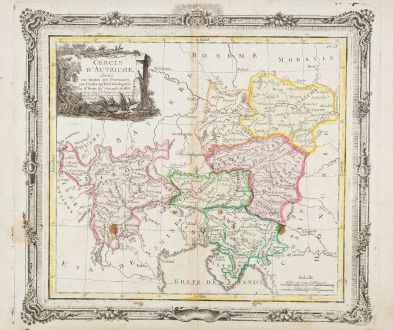 Antike Landkarten, Brion de la Tour, Österreich - Ungarn, 1766: Cercle d'Autriche