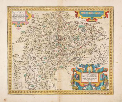 Antique Maps, Ortelius, Austria - Hungary, Salzburg, 1609: Salisburgensis Iurisdictionis ...