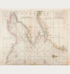 A large Chart describeing the Sands Shoales Depth of water and Anchorage on the East Coast of Scottland ats North Britain