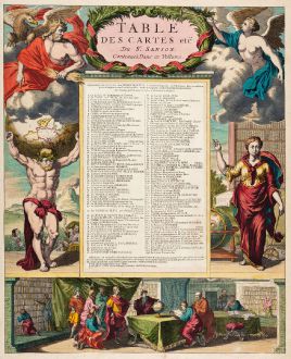 Grafiken, Sanson, Titelblätter, 1700: Table des Cartes etc. Du Sr. Sanson.