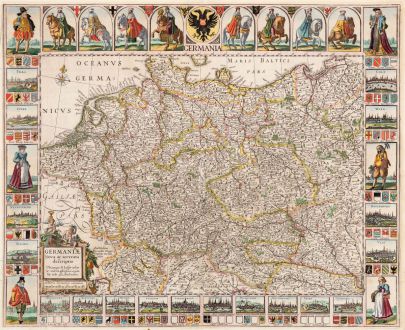 Antique Maps, Hondius, Germany, Germany, 1625 [1630]: Germaniae nova et accurata descriptio - Germania