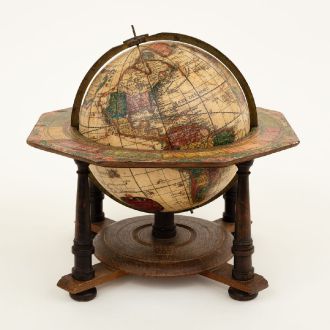 Globes, Doppelmayr, Table Globe, 1730: Globus Terrestris Novus. Loca Terrae insigniera - sec. praestant Astron. et Geogr. - Observationes sistens - opera - Ioh....