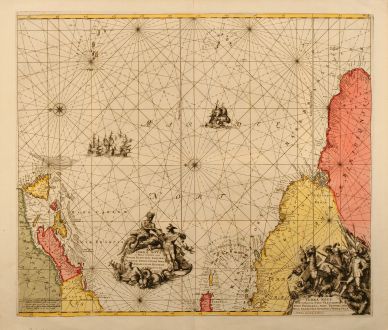 Antique Maps, Renard, Atlantic Ocean, Caribbean, Azores, 1715: Terra Neuf, en de Custen van Nieu Vranckryck, Nieu Engeland, Nieu Nederland, Nieu Andalusia, Guiana en Venezuela.