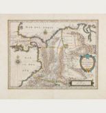 Altkolorierte Landkarte von Kolumbien, Panama. Gedruckt bei Willem and Joan Blaeu im Jahre 1635 in Amsterdam.