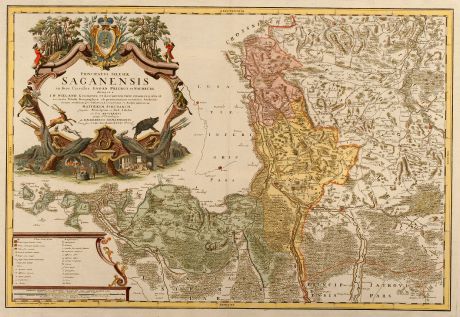 Antique Maps, Homann Erben, Poland, Zagan, Lebus, 1750: Principatus Silesiae Saganensis