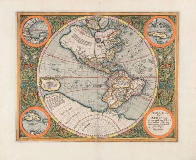 Antique Maps, Mercator, America Continent, 1628 or 1633: America sive India Nova ad magnae Gerardi Mercatoris avi universalis imitationem incompendium redacta