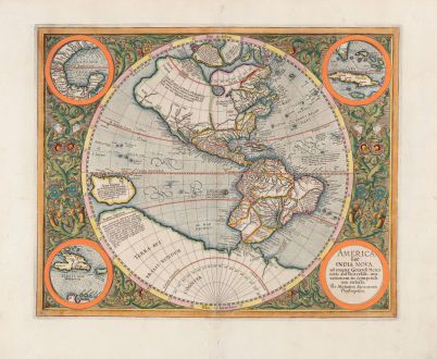 Antike Landkarten, Mercator, Amerika Kontinent, 1628 oder 1633: America sive India Nova ad magnae Gerardi Mercatoris avi universalis imitationem incompendium redacta