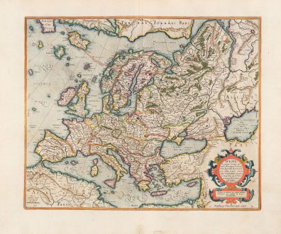 Antique Maps, Mercator, Europe Continent, 1628: Europa, ad magnae Europae Gerardi Mercatoris