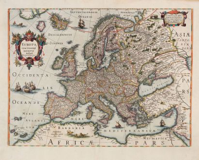 Antike Landkarten, Hondius, Europa Kontinent, 1633: Europa Exactissime Descripta