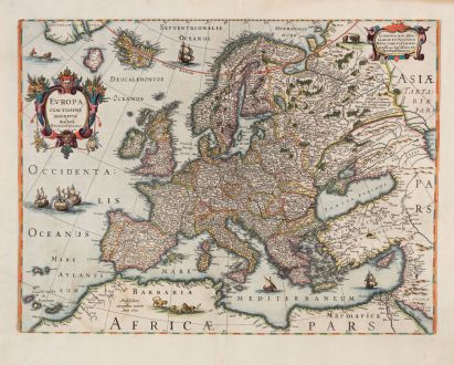 Antique Maps, Hondius, Europe Continent, 1633: Europa Exactissime Descripta