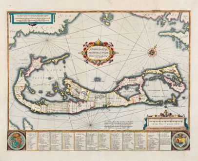 Antike Landkarten, Hondius, Mittelamerika - Karibik, Bermuda, 1633: Mappa Aestivarum Insularum, alias Barmudas Dictarum ... Accurate Descripta