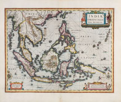 Antique Maps, Janssonius, Southeast Asia, 1633: Indiae Orientalis Nova Descriptio