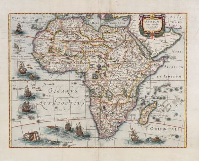 Antike Landkarten, Hondius, Afrika Kontinent, 1633: Africae nova tabula