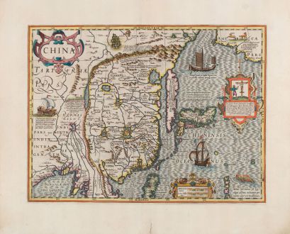 Antike Landkarten, Hondius, China, 1628: China