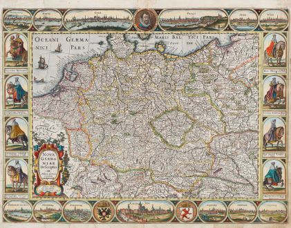Antique Maps, Janssonius, Germany, 1616 [1632]: Nova Germaniae Descriptio