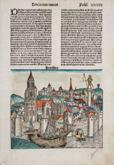 Antike Landkarten, Schedel, Frankreich, Paris, Mainz, 1493: Parisius / Maguncia