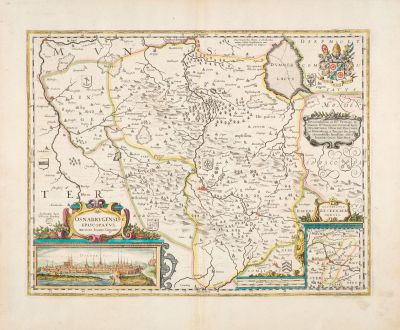Antike Landkarten, Hondius, Niedersachsen, Osnabrück, 1633: Osnabrugensis Episcopatus. Autore Ioanne Gigante.