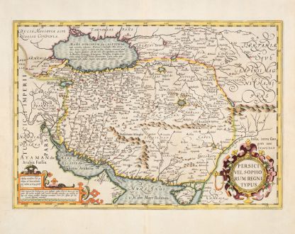 Antike Landkarten, Mercator, Mittlerer Osten, Iran, Irak, Afghanistan, 1633: Persici vel Sophorum Regni typus