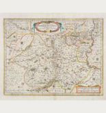 Coloured map of Paderborn. Printed in Amsterdam by Henricus Hondius in 1633.
