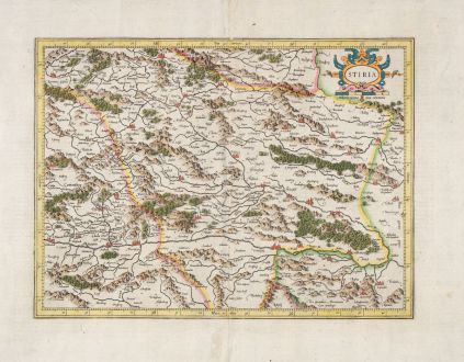 Antique Maps, Mercator, Austria - Hungary, Slovenia, Steiermark, Styria: Stiria