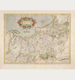 Coloured map of Prussia. Printed in Amsterdam by H. Hondius in 1633.
