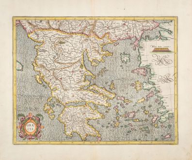 Antique Maps, Mercator, Greece, 1633: Graecia