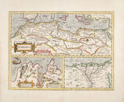 Antique Maps, Mercator, North Africa, 1633: Barbaria