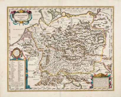 Antike Landkarten, Janssonius, Deutschland, Deutschland, 1633: Germaniae Veteris typus