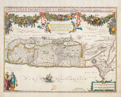 Antique Maps, Hondius, Holy Land, 1633: Situs Terrae Promissionis.S.S.Bibliorum intelligentiam.