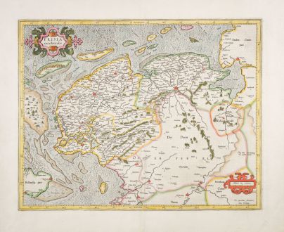 Antique Maps, Mercator, Netherlands, Groningen, West-Friesland, Frisia: Frisia occidentalis