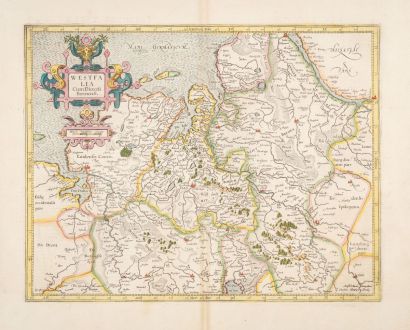 Antike Landkarten, Mercator, Deutschland, Niedersachsen, 1633: Westfalia cum Dioecesi Bremensi [2 Karten]